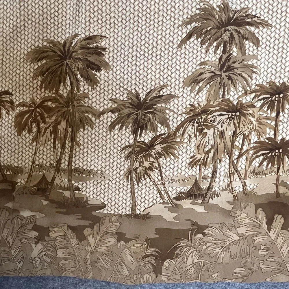 Vintage 90s Silk Maxi Skirt 12 Tropical Safari Resort Earthy Old Money Palm Tree